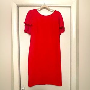 NWT Hot Pink MIDI Dress! V Neck Back!